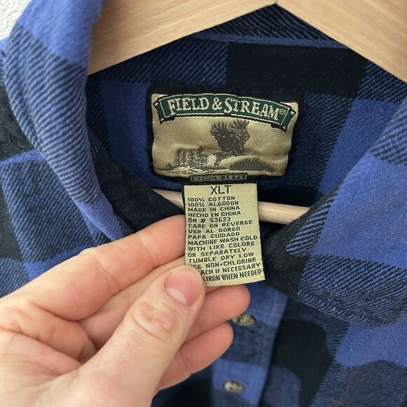 Field & Stream Blue Black Buffalo Check Plaid Flannel - Picture 3 of 4